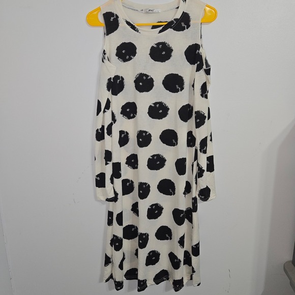MVI Dresses & Skirts - B#5 MVI Women's Large Polka Dot Cold Shoulder Long‎ Sleeve Midi Dress